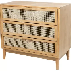 Sale Kirklands Home Natural Wood and Rat 3-Drawer Chest Tan