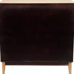 New Kirklands Home Natural Wood and Rat 2-Door Storage Cabinet Tan