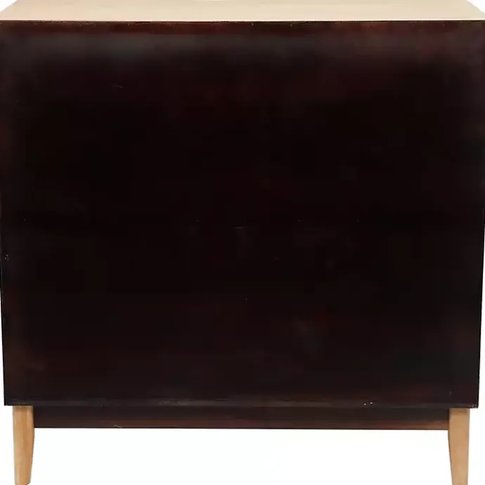 New Kirklands Home Natural Wood and Rat 2-Door Storage Cabinet Tan