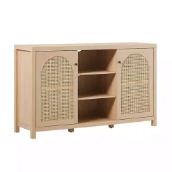 Clearance Kirklands Home Natural Wood and Rat 2-Door Sideboard Tan