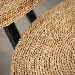 New Kirklands Home Natural Wood and Seagrass Accent Tables, Set of 2 Tan