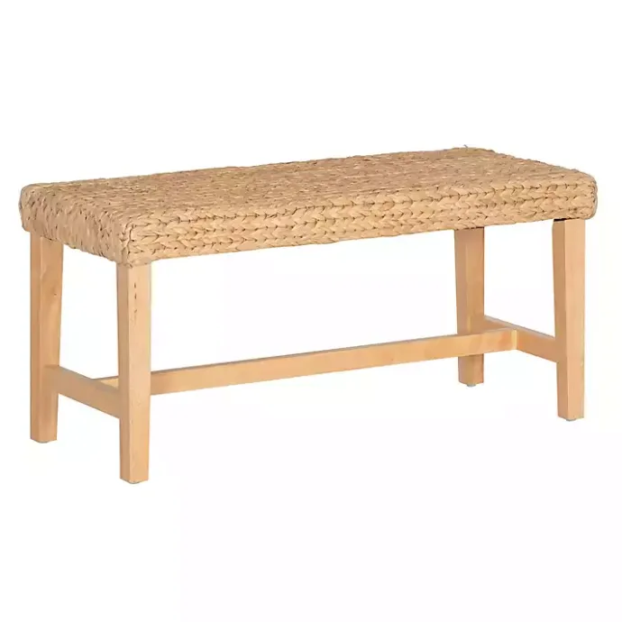 Outlet Kirklands Home Natural Wood and Woven Hyacinth Bench Tan