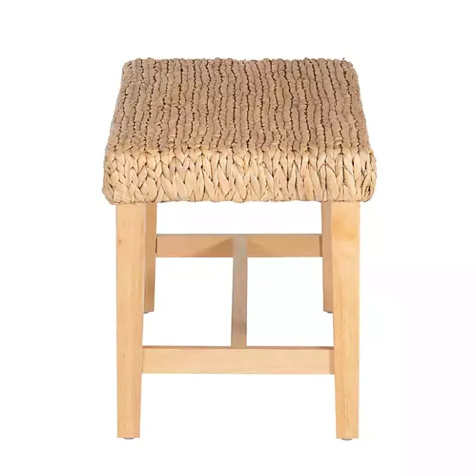 Outlet Kirklands Home Natural Wood and Woven Hyacinth Bench Tan
