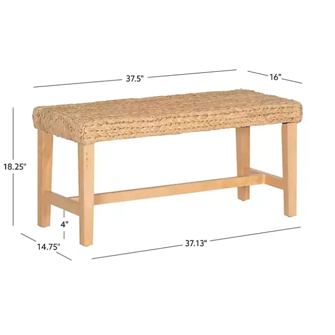Outlet Kirklands Home Natural Wood and Woven Hyacinth Bench Tan