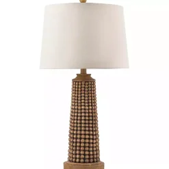 Best Kirklands Home Natural Wood Beaded Base Table Lamp White