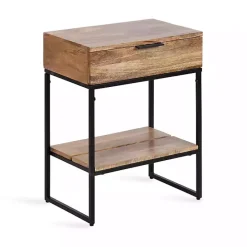Online Kirklands Home Natural Wood Metal Accent Table Black