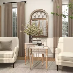 Sale Kirklands Home Natural Wood Carved Leaf Accent Tables, Set of 2