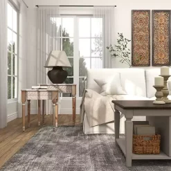 Sale Kirklands Home Natural Wood Carved Leaf Accent Tables, Set of 2