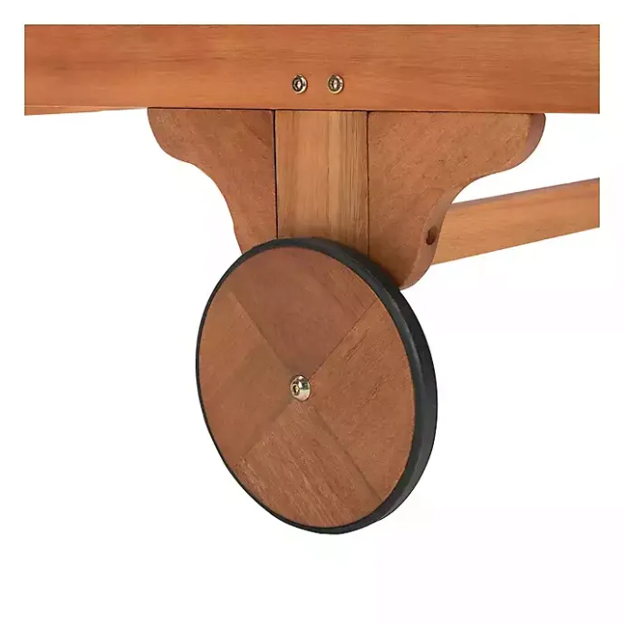 Discount Kirklands Home Natural Wood Chaise with Table and Striped Cushion