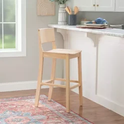 Discount Kirklands Home Natural Wood Devin Bar Stools, Set of 2 Tan