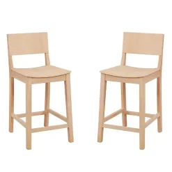Best Kirklands Home Natural Wood Devin Counter Stools, Set of 2 Tan