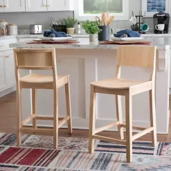 Best Kirklands Home Natural Wood Devin Counter Stools, Set of 2 Tan