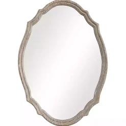 Sale Kirklands Home Natural Wood Distressed Curved Frame Mirror