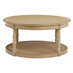 Clearance Kirklands Home Natural Wood Finish Turned Leg Round Coffee Table