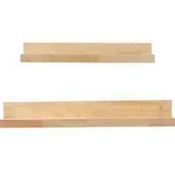 Clearance Kirklands Home Natural Wood Floating Shelves, Set of 2 Tan