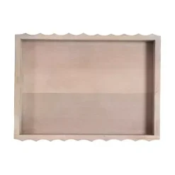 Online Kirklands Home Natural Wood Fluted Lissi Recgular Serving Tray Tan