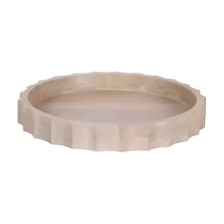 Kirklands Home Natural Wood Fluted Lissi Round Serving Tray Tan