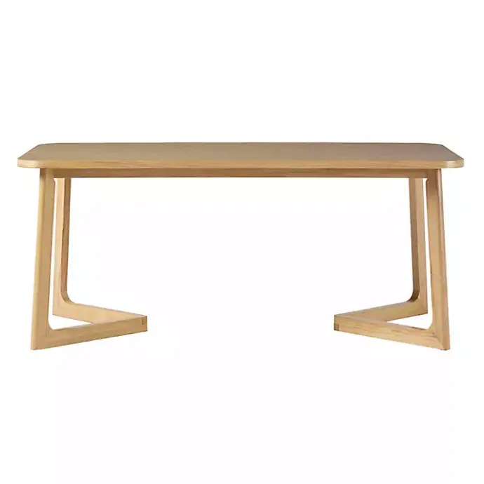 Sale Kirklands Home Natural Wood Geometric Legs Dining Table Tan
