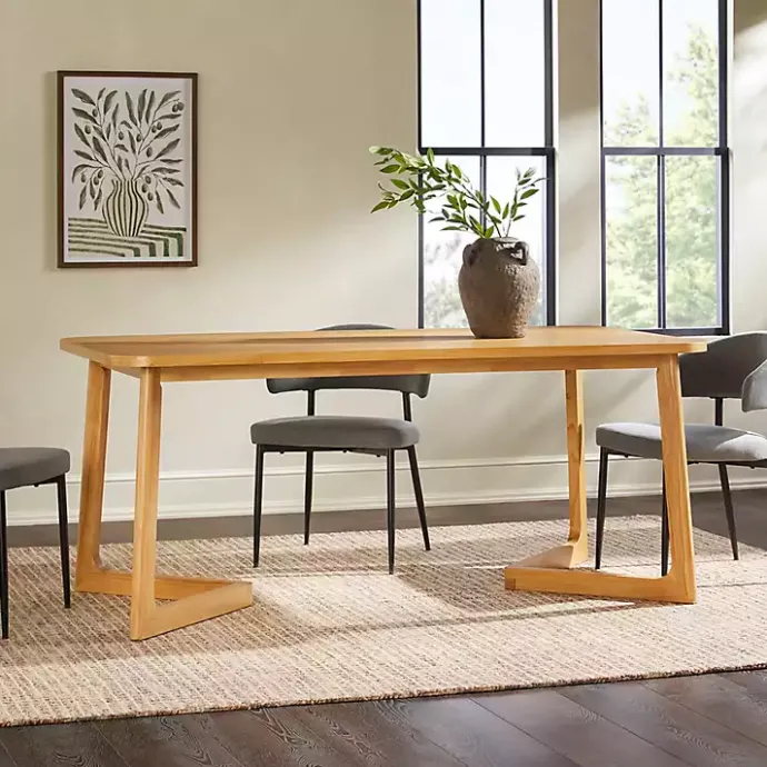 Sale Kirklands Home Natural Wood Geometric Legs Dining Table Tan