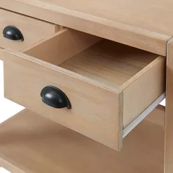 Sale Kirklands Home Natural Wood Grain Open Shelf Nightsd Tan