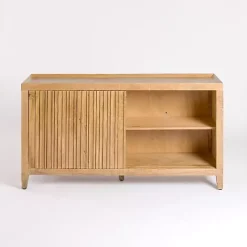 Clearance Kirklands Home Natural Wood Hughes Sliding Door Cabinet Tan