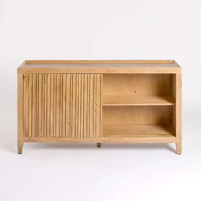 Clearance Kirklands Home Natural Wood Hughes Sliding Door Cabinet Tan