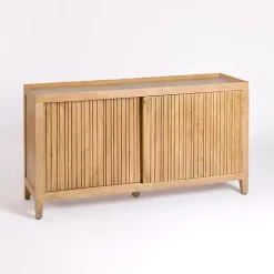 Clearance Kirklands Home Natural Wood Hughes Sliding Door Cabinet Tan