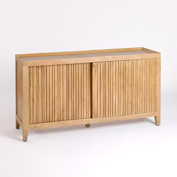 Clearance Kirklands Home Natural Wood Hughes Sliding Door Cabinet Tan