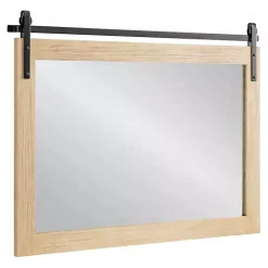 Sale Kirklands Home Natural Wood Metal Barn Door Wall Mirror