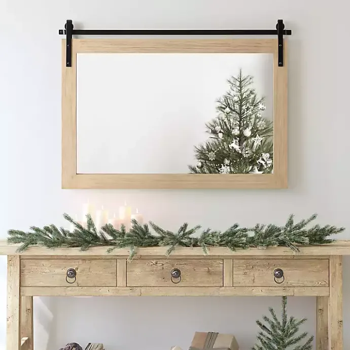 Sale Kirklands Home Natural Wood Metal Barn Door Wall Mirror