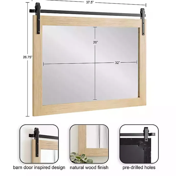 Sale Kirklands Home Natural Wood Metal Barn Door Wall Mirror