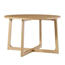 Sale Kirklands Home Natural Wood Modern Round Dining Table Tan