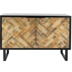 Online Kirklands Home Natural Wood Mosaic Paneling Cabinet