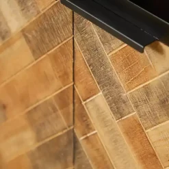 Online Kirklands Home Natural Wood Mosaic Paneling Cabinet