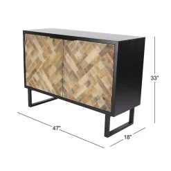 Online Kirklands Home Natural Wood Mosaic Paneling Cabinet