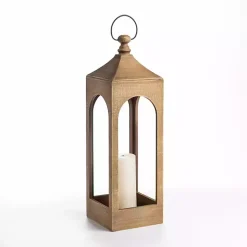 Kirklands Home Natural Wood Open Frame Lantern, 25 in. Tan