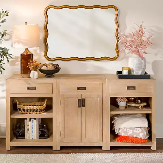 Sale Kirklands Home Natural Wood Open Shelf Modular Cabinet Tan