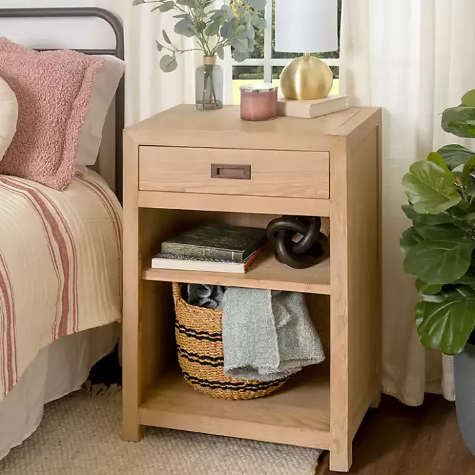 Sale Kirklands Home Natural Wood Open Shelf Modular Cabinet Tan