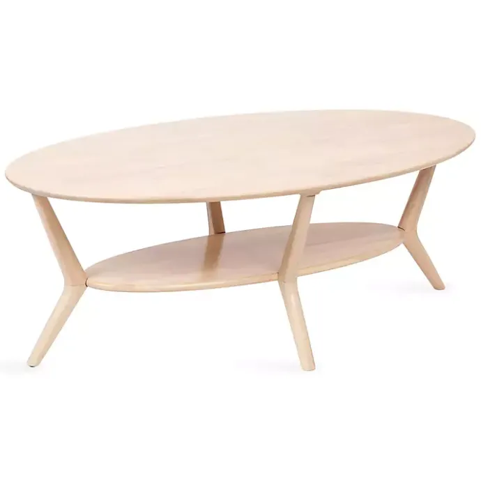 Online Kirklands Home Natural Wood Oval Nile Coffee Table Tan