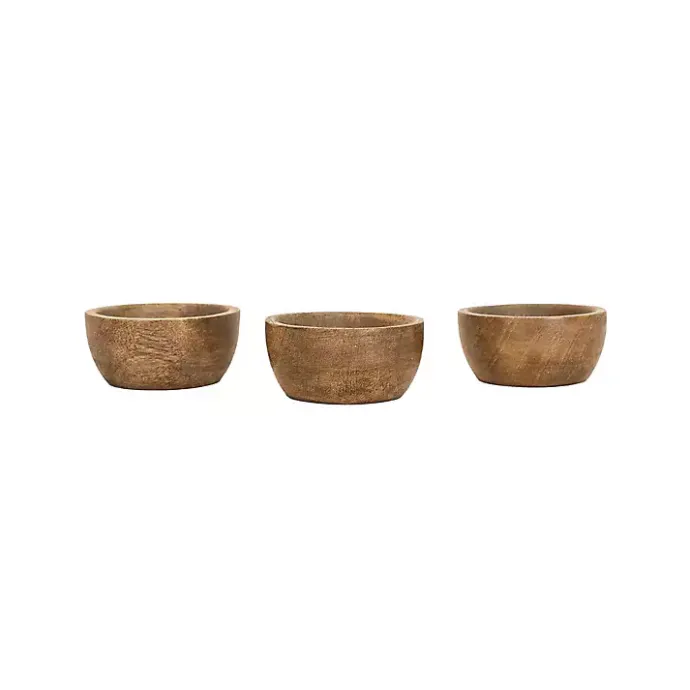 Best Kirklands Home Natural Wood Pinch Bowls, Set of 3 Brown