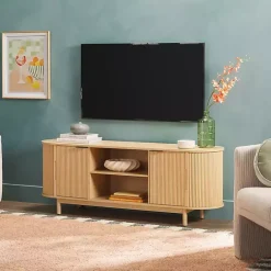 Sale Kirklands Home Natural Wood Reeded Oval TV Sd Tan