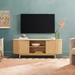 Sale Kirklands Home Natural Wood Reeded Oval TV Sd Tan