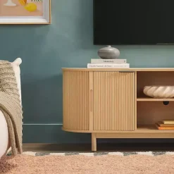 Sale Kirklands Home Natural Wood Reeded Oval TV Sd Tan