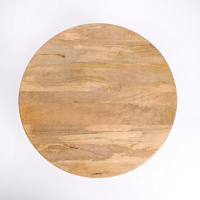 Outlet Kirklands Home Natural Wood Round Dori Coffee Table Tan