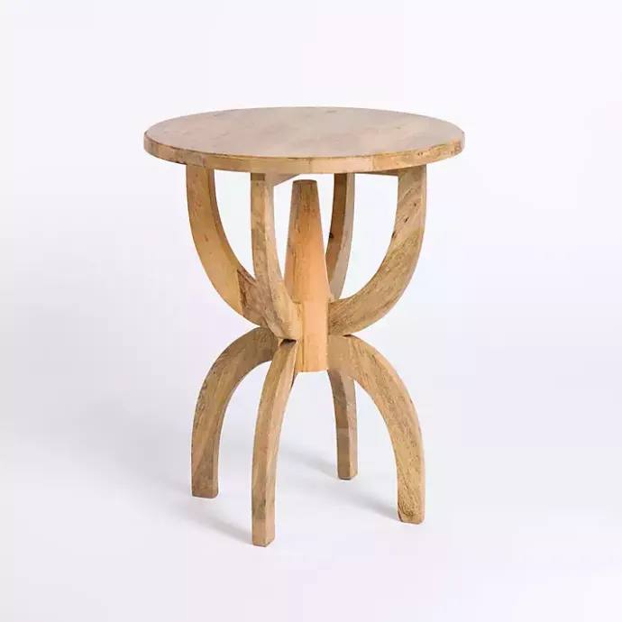 Sale Kirklands Home Natural Wood Round Dori Side Table Tan