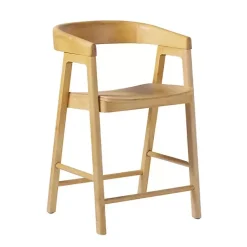Discount Kirklands Home Natural Wood Rounded Modern Counter Stool Tan