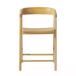 Discount Kirklands Home Natural Wood Rounded Modern Counter Stool Tan