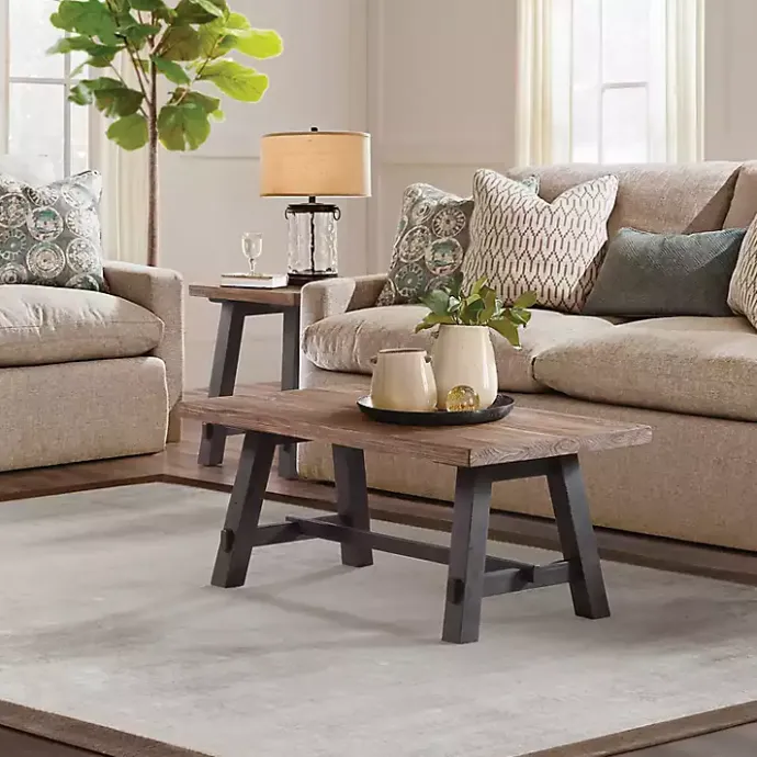 Clearance Kirklands Home Natural Wood Sawhorse Coffee Table, 42x24 in. Tan