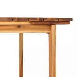 Online Kirklands Home Natural Wood Slatted Box Leg Outdoor Dining Table Tan