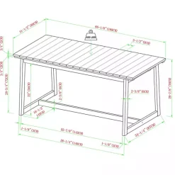 Online Kirklands Home Natural Wood Slatted Box Leg Outdoor Dining Table Tan